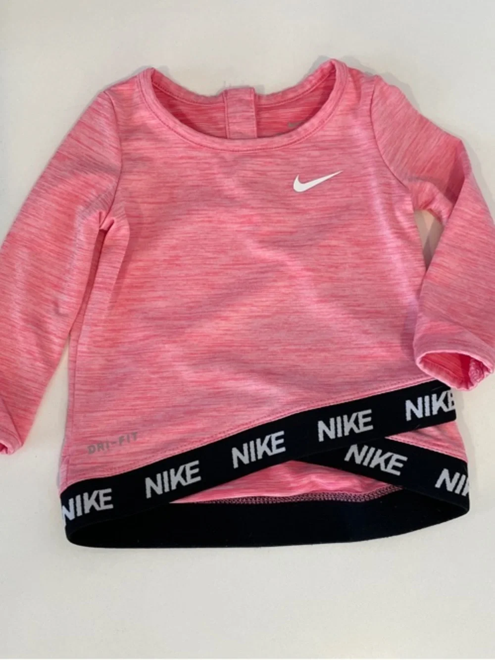 NIKE • Pink Baby' Dri-FIT Long Sleeve Athletic Top with Branded Hem • 6M